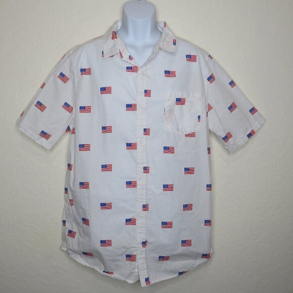 MAD Engine* Men's Short Sleeve Button Down Curved‎ Hem Chest Pocket Shirt~ XL - Picture 1 of 10